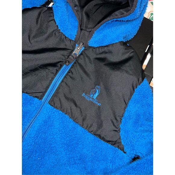 Rugged Bear Reversible Black Blue Quilted Fleece Hoodie Jacket Size 5 - Picture 4 of 5